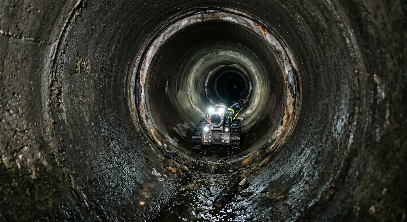 Robotic sewer camera inspecting pipe interior for Sewer Line Cleaning in Rio del Mar